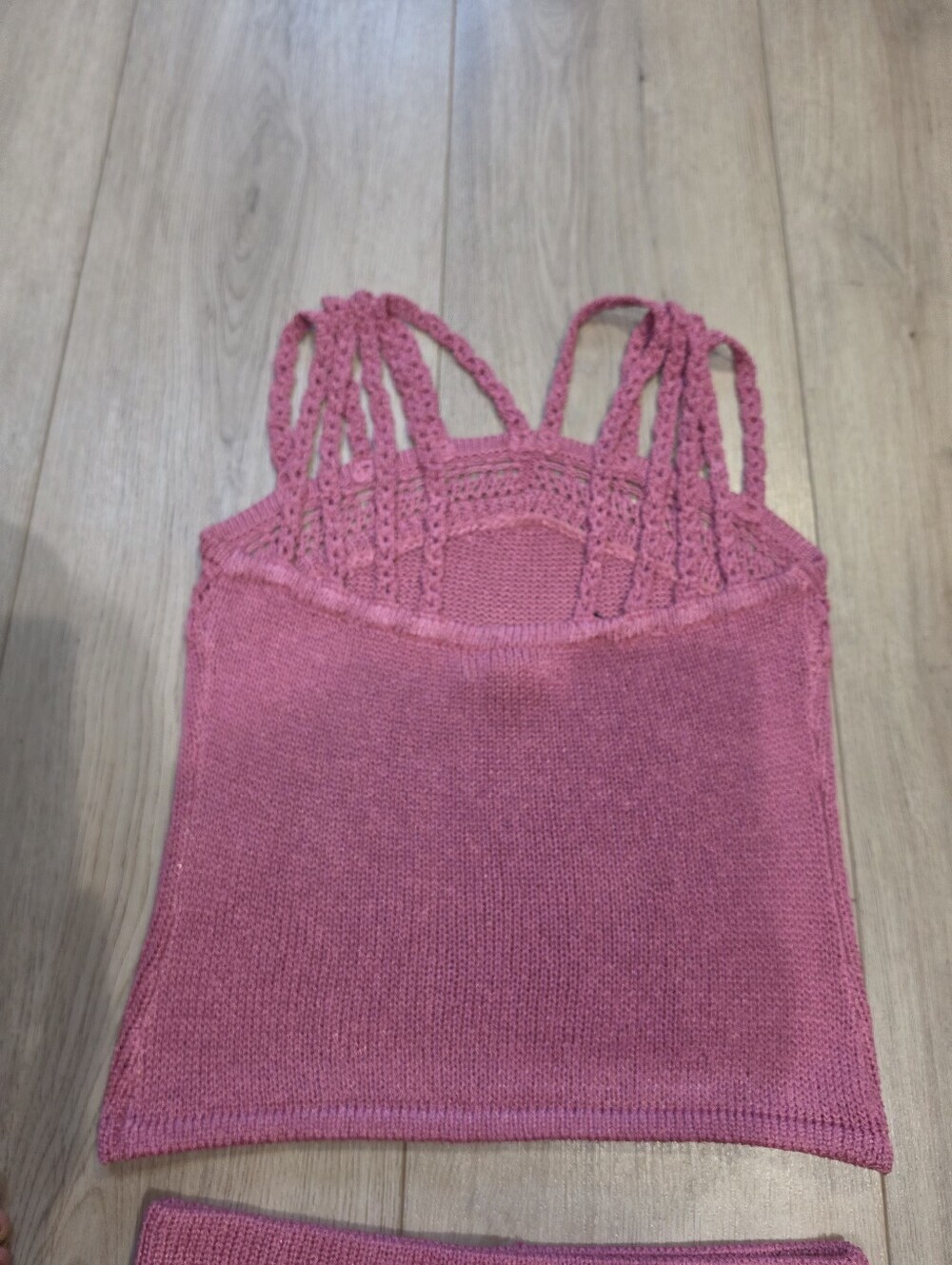 Eva Mendes Pink Crochet Knit Matching Skirt Set XS - Picture 5 of 8